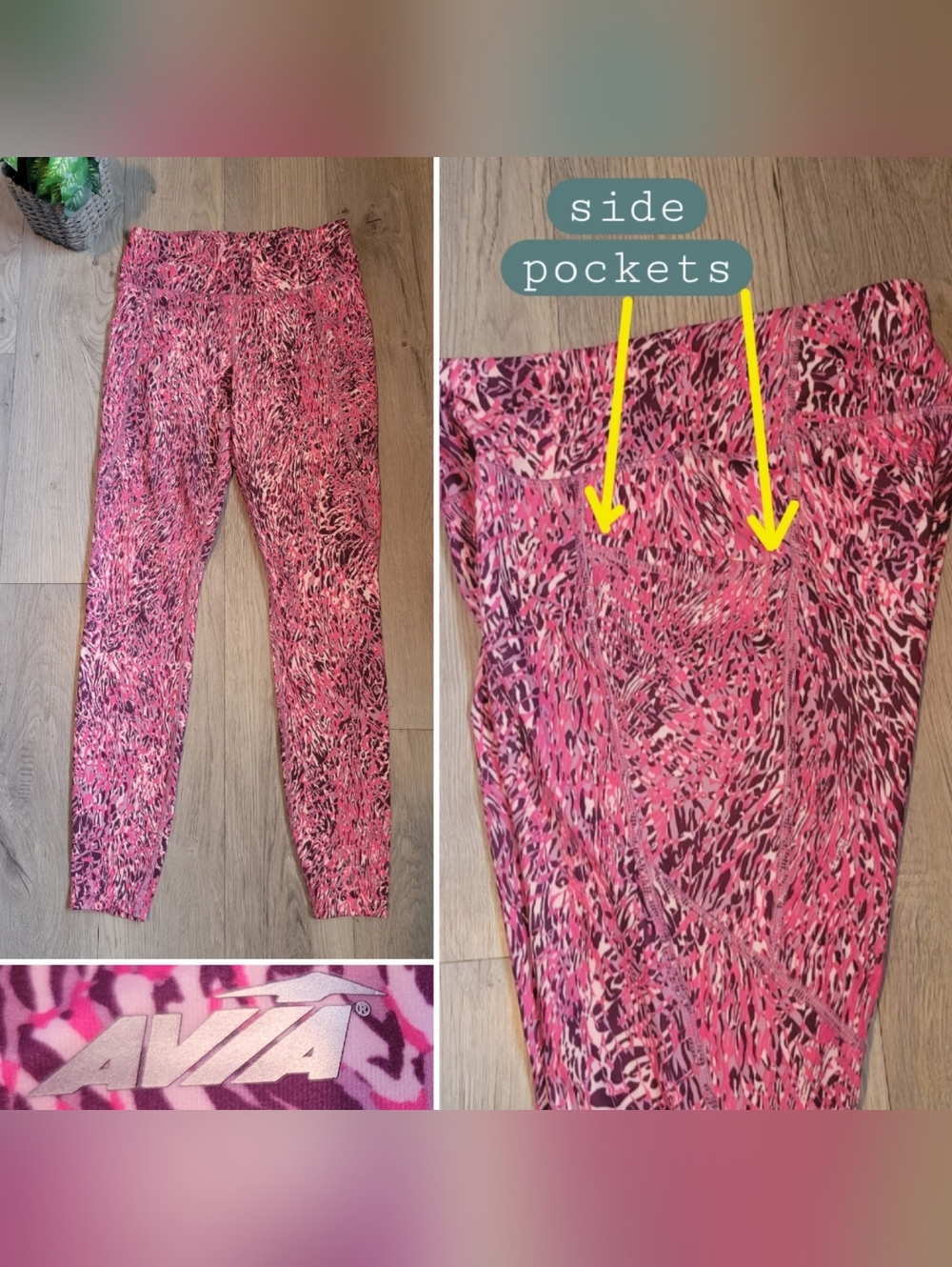 Avia Full-Length High-Waist Athletic Pant Pink Animal Spirit Print, Women Small